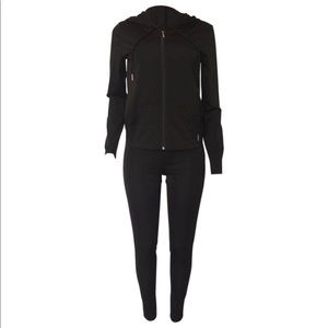 Black Tight Fitted Sweatsuit Set